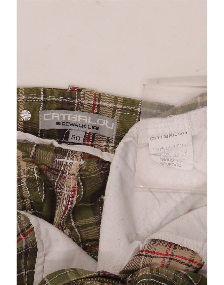 Pantaloncini cargo da uomo Catbalou IT 50 Large W38 cotone a quadri kaki