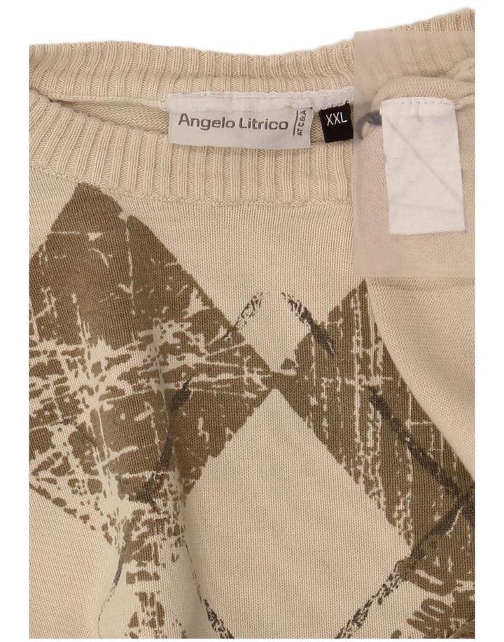 Angelo Litrico Maglione girocollo da uomo 2XL Beige Argyle/Diamond