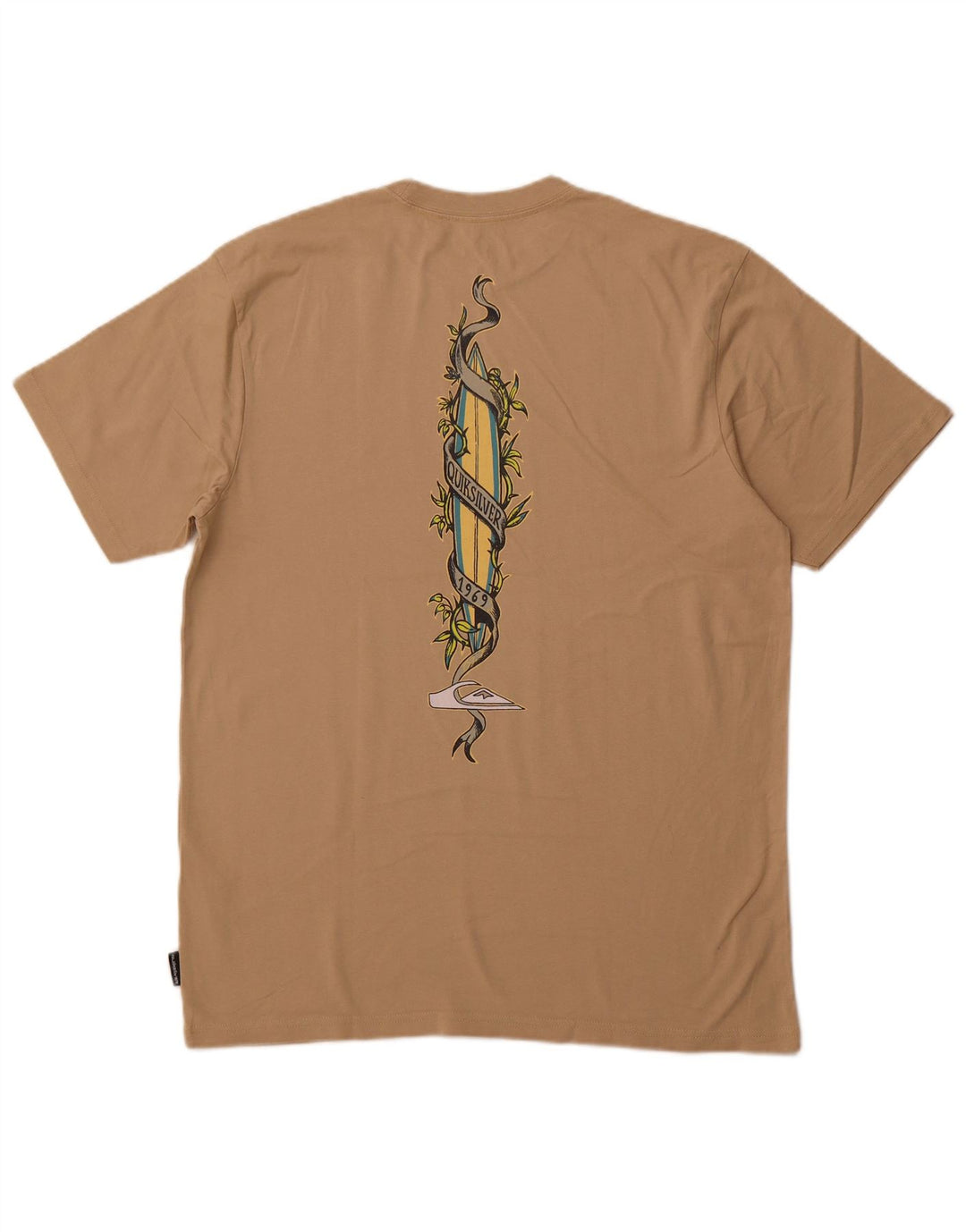 T-shirt grafica da uomo vestibilità regolare QUIKSILVER Top grande in cotone beige