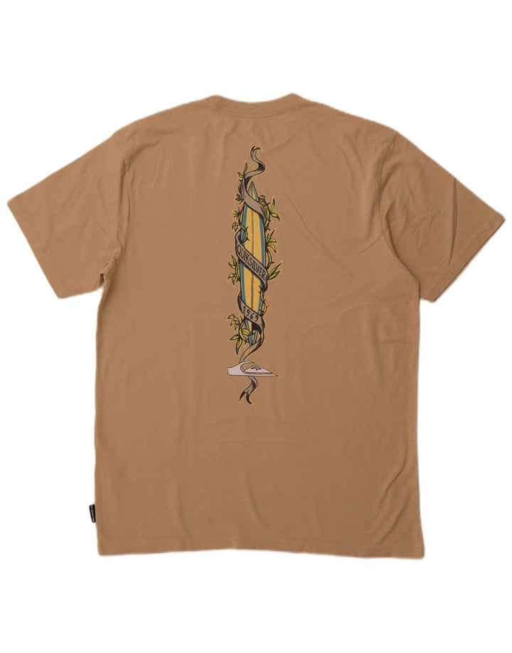 T-shirt grafica da uomo vestibilità regolare QUIKSILVER Top grande in cotone beige