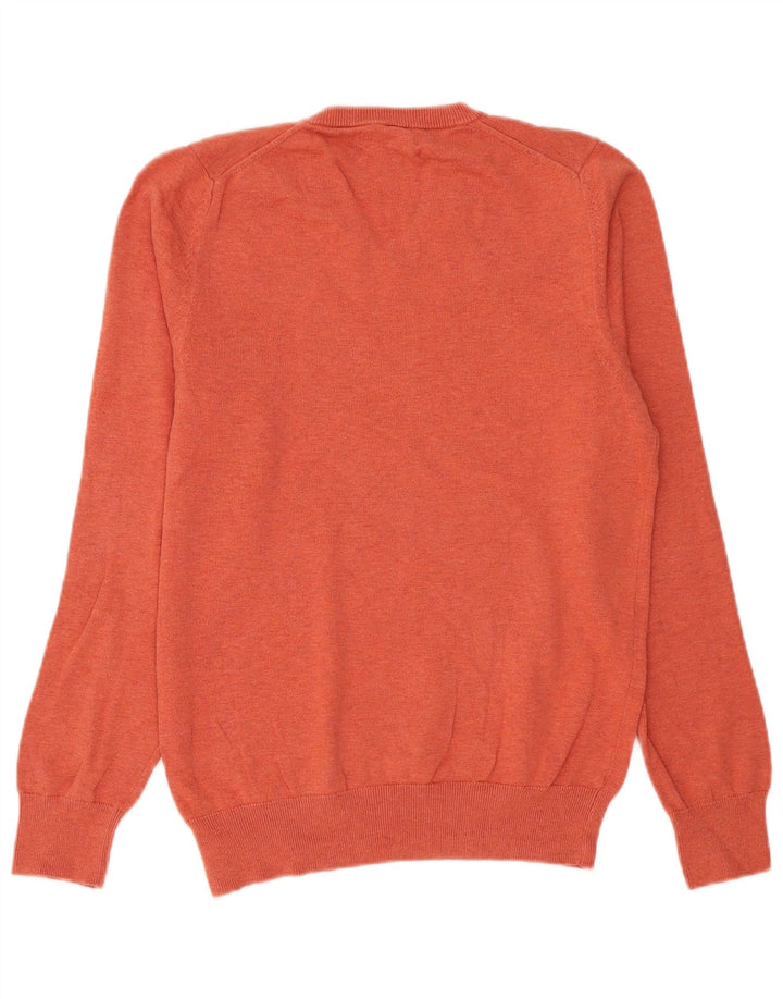 Maglione da uomo con scollo a V Marks & Spencer piccolo in cotone arancione