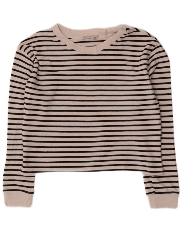 Top a maniche lunghe da donna Zara a maniche lunghe UK 14 Medium White Striped Nautical