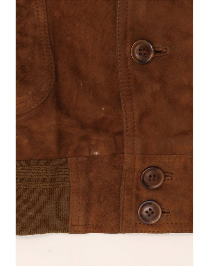 Giubbotto bomber vintage in pelle scamosciata da uomo IT 54 2XL in pelle marrone