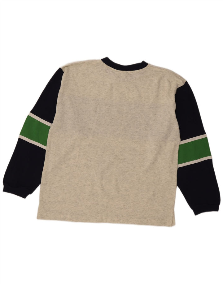 Top grafico da uomo vintage a maniche lunghe grande color grigio