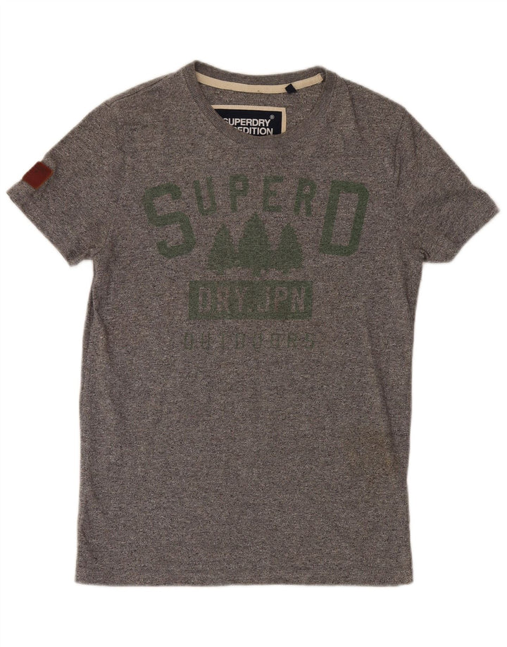 T-shirt grafica da uomo Superdry Top in cotone chiazzato grigio piccolo