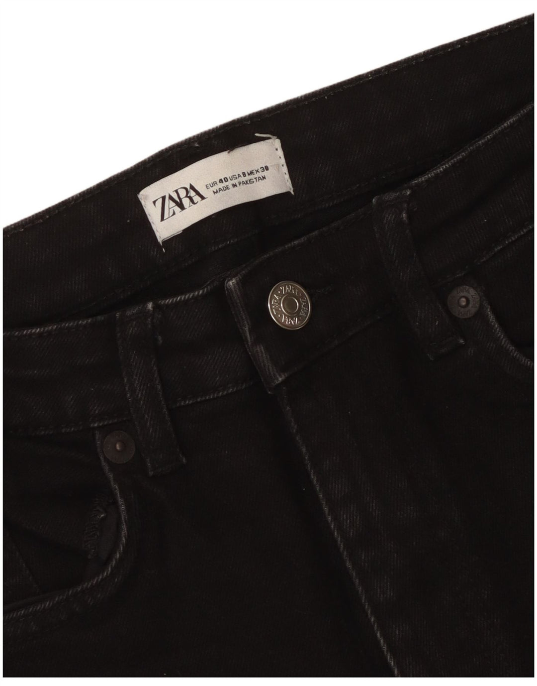 Jeans corti a vita alta da donna Zara EU 40 medio W30 L25 neri