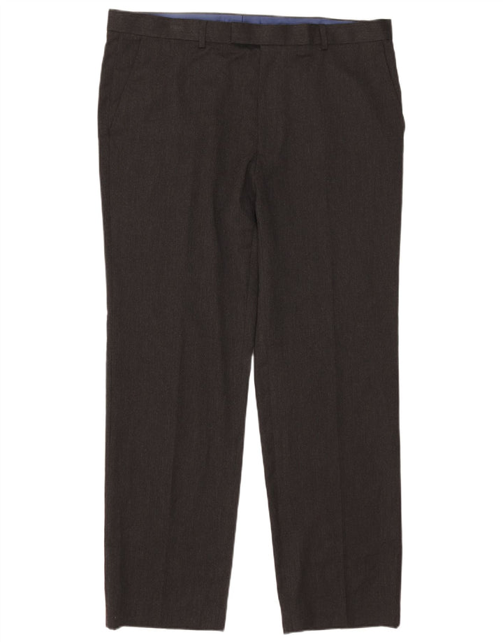 Pantaloni da abito vestibilità regolare da uomo Marks & Spencer W38 L31 poliestere grigio