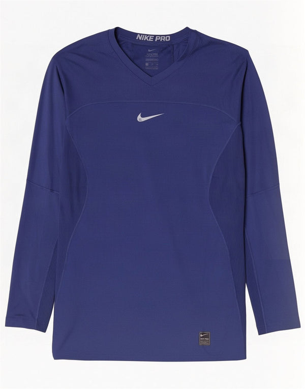 Top Nike Dri Fit da uomo a maniche lunghe XL blu navy in poliestere