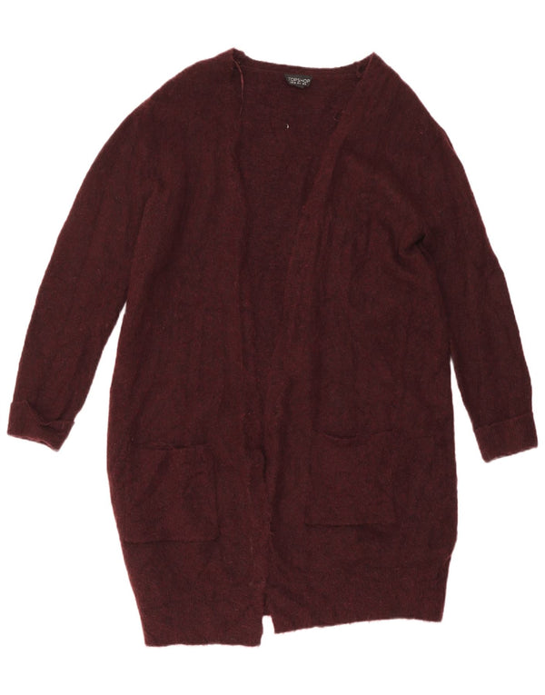 Maglione cardigan aperto oversize da donna con linea lunga oversize Topshop UK 8 piccolo bordeaux