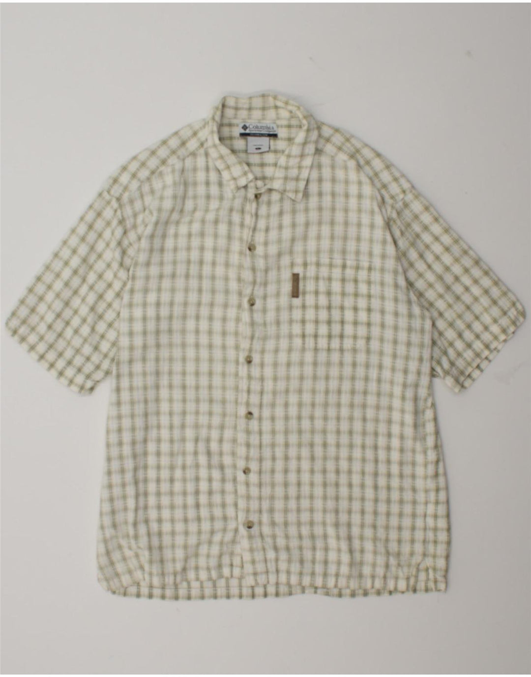 Camicia a maniche corte da uomo Columbia in cotone a quadri verdi grandi