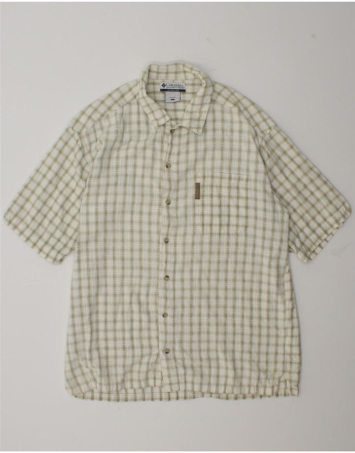 Camicia a maniche corte da uomo Columbia in cotone a quadri verdi grandi