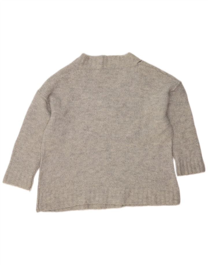 Maglione oversize con scollo a V da donna Zara UK 10 piccolo acrilico grigio