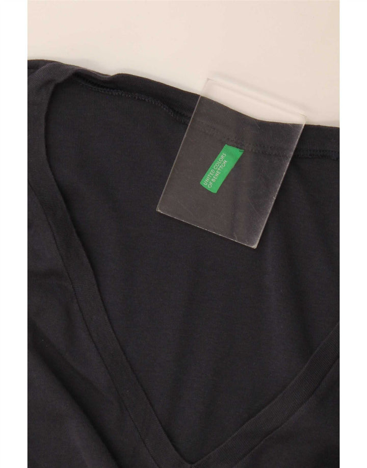 Top da donna Benetton manica lunga UK 12 medio blu navy
