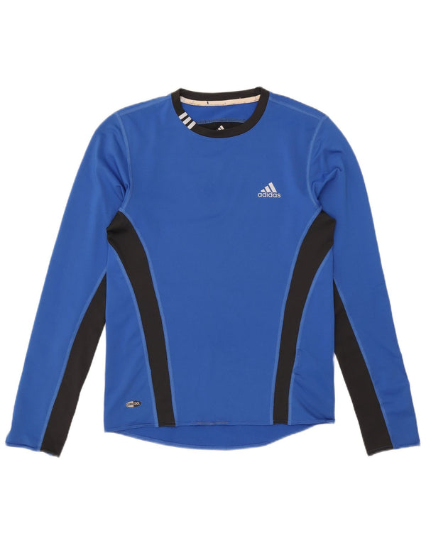 Adidas Uomo Climacool Top manica lunga piccolo blu Colourblock poliestere