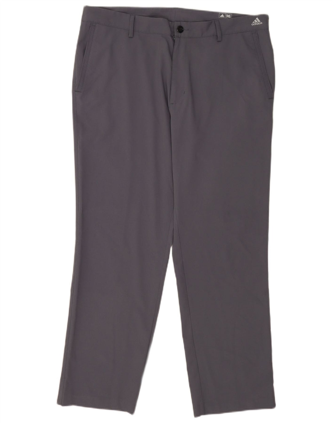 Pantaloni chino dritti da golf da uomo Adidas W36 L30 poliestere grigio