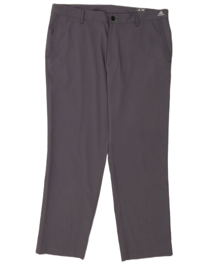 Pantaloni chino dritti da golf da uomo Adidas W36 L30 poliestere grigio