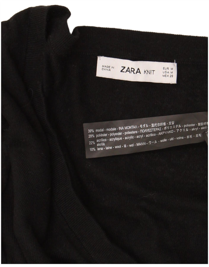 Maglione oversize con scollo a V da donna Zara UK 14 modal nero medio