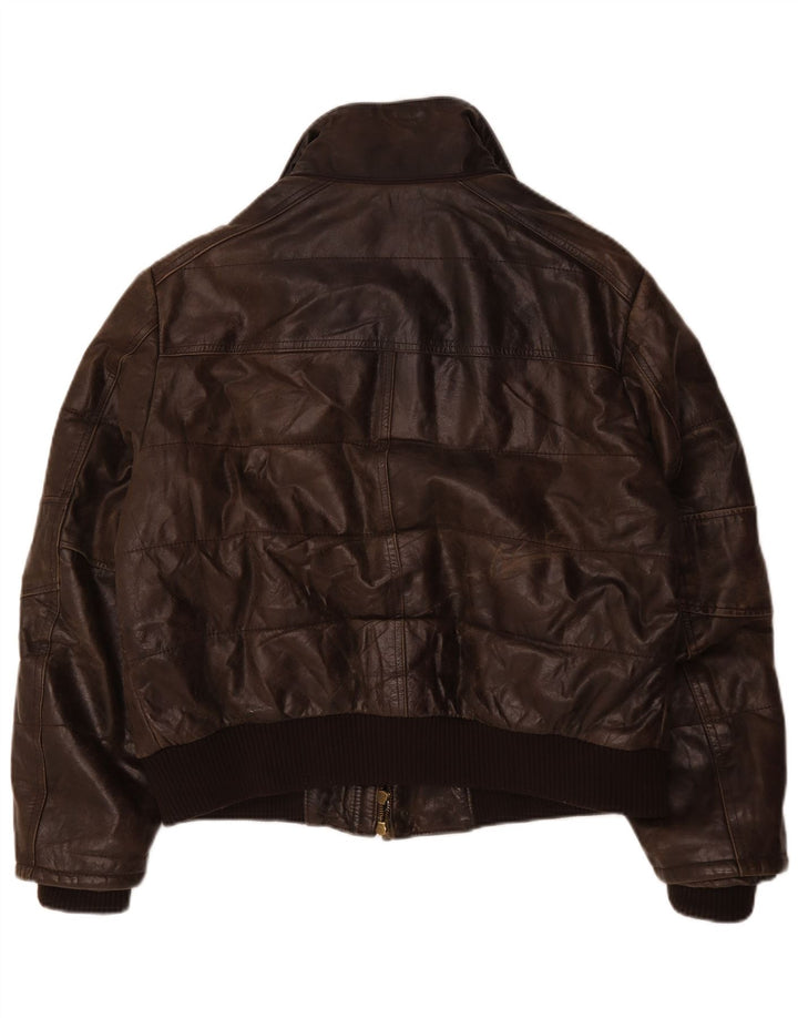 Giubbotto bomber da uomo vintage in pelle IT 54 2XL in pelle marrone