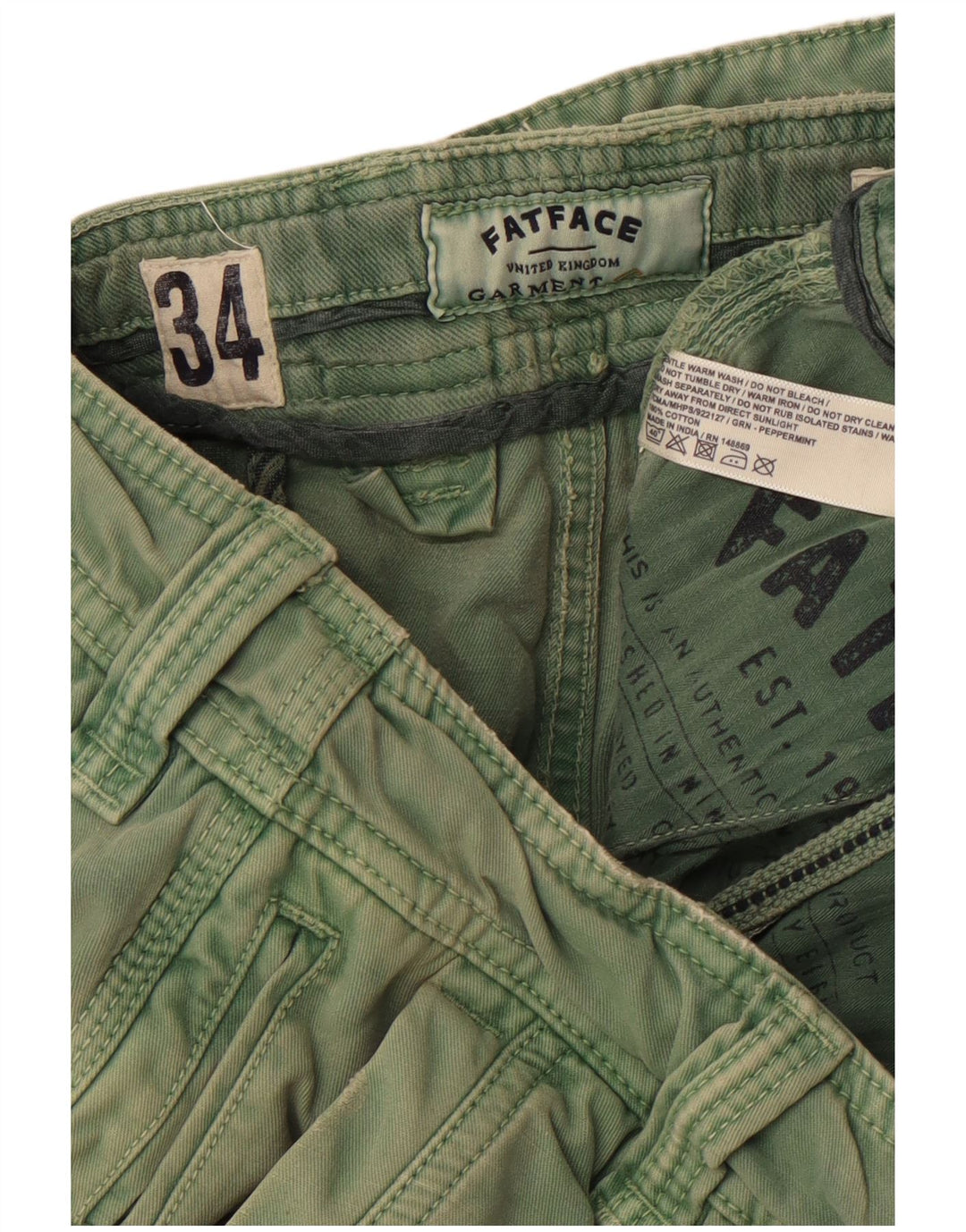 Pantaloncini chino da uomo FAT FACE W34 Large in cotone verde