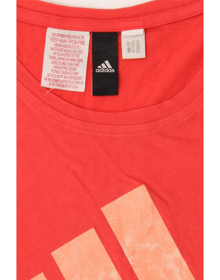 ADIDAS Womens Graphic T-Shirt Top UK 10 Small Red Vintage Adidas and Second-Hand Adidas from Messina Hembry 