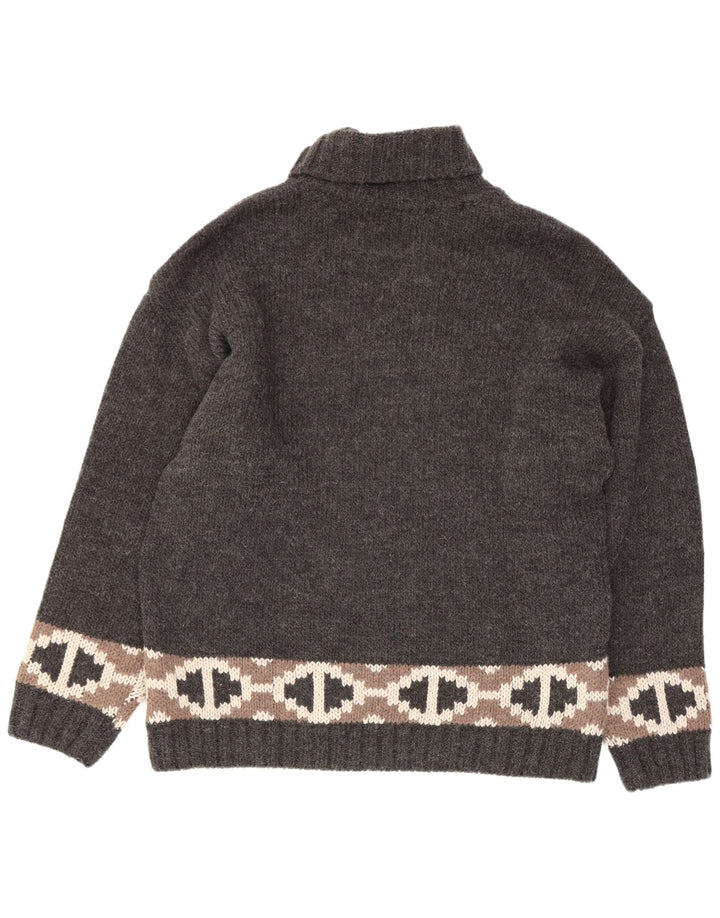 Maglione maglione a collo alto da donna Kaos UK 14 Lana geometrica grigia grande