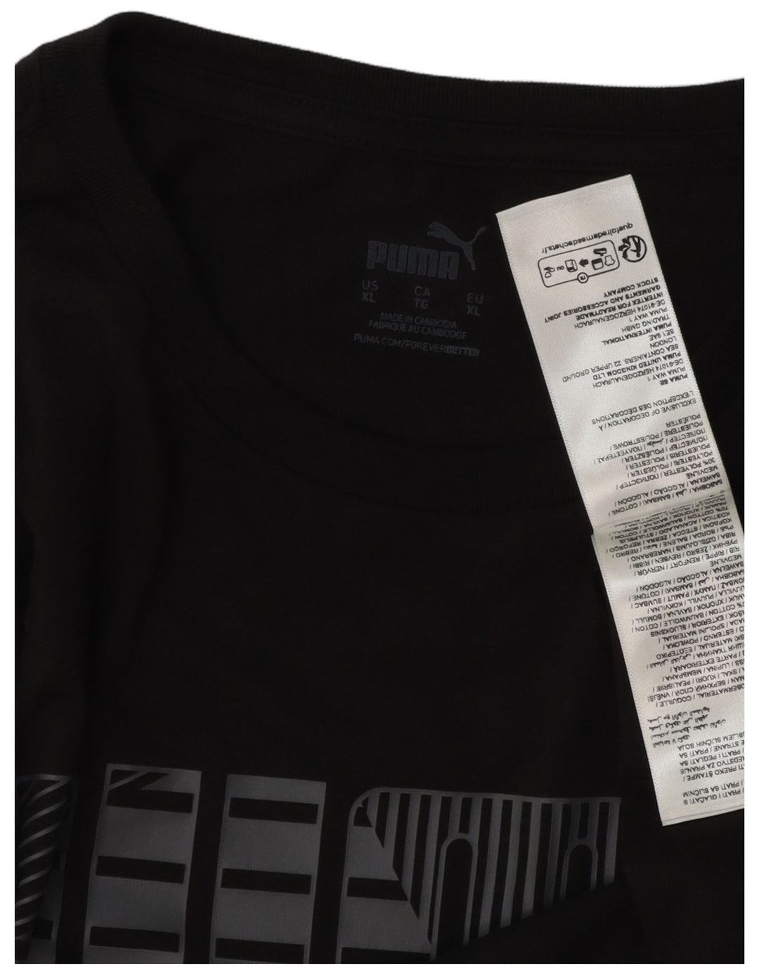 PUMA Mens Graphic T-Shirt Top XL Black Cotton