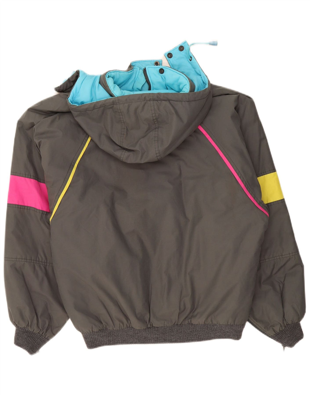 VINTAGE Mens Hooded Windbreaker Jacket IT 50 Large Grey Colourblock Vintage Vintage and Second-Hand Vintage from Messina Hembry 