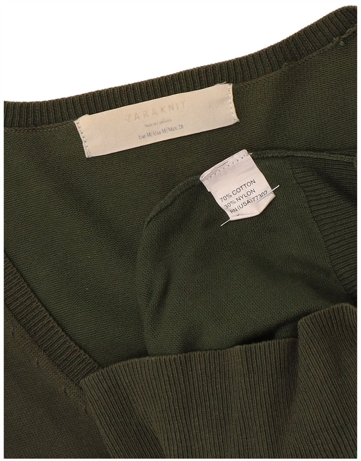 Maglione cardigan da donna Zara UK 12 cotone kaki medio