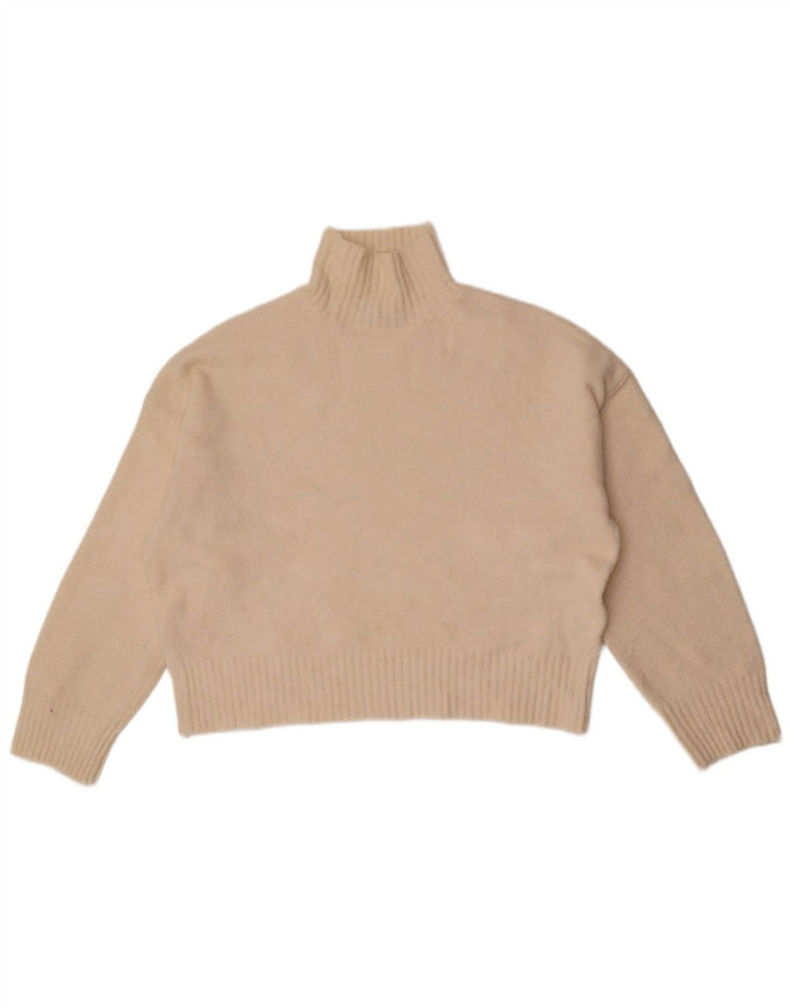 Maglione corto oversize con collo dolcevita da donna Zara UK 10 piccolo bianco sporco