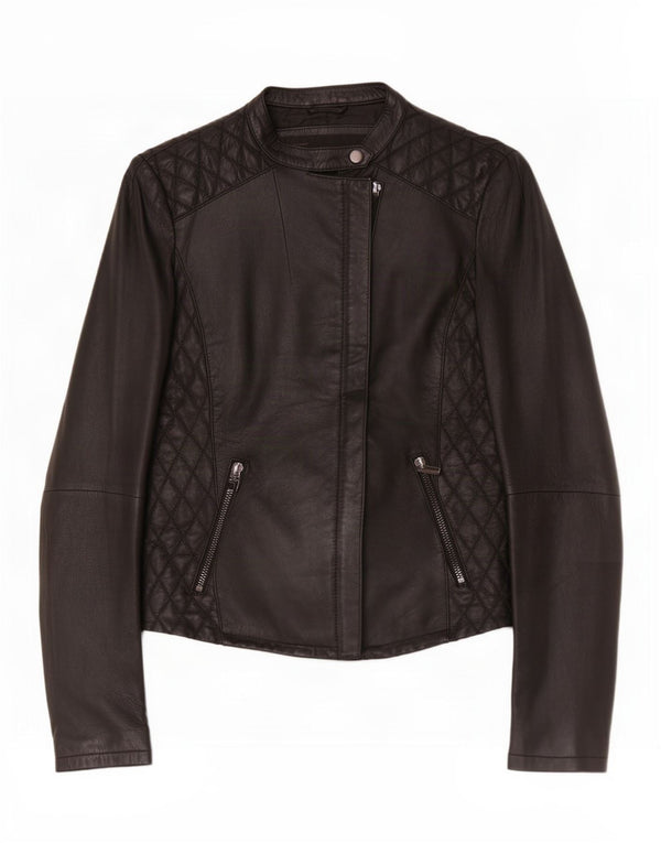 Giacca da motociclista da donna Zara UK 10 piccola in pelle nera