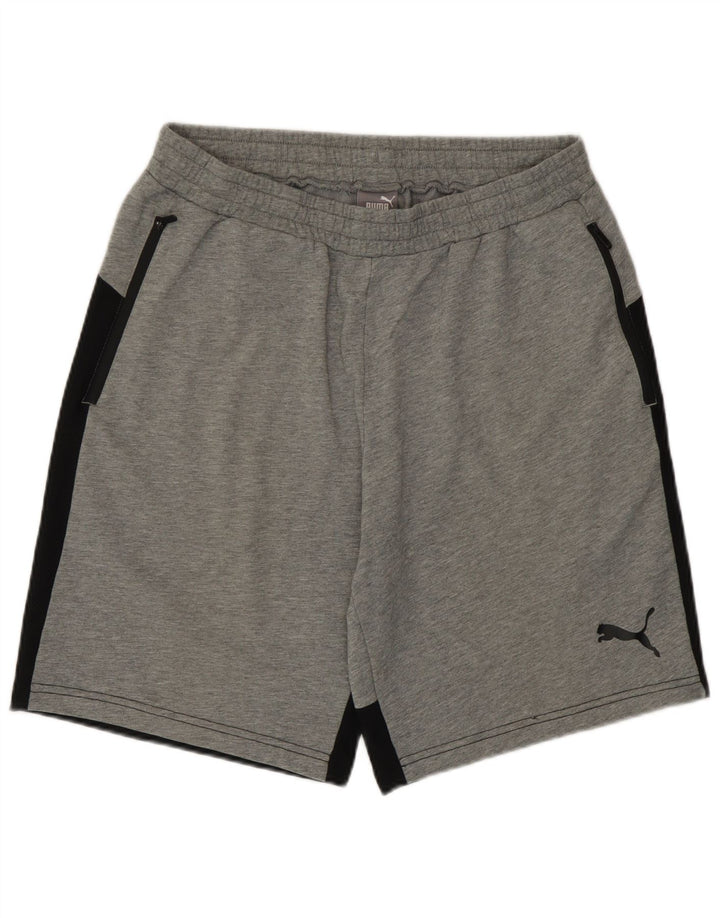 Pantaloncini sportivi da uomo Puma Large in cotone color block grigio