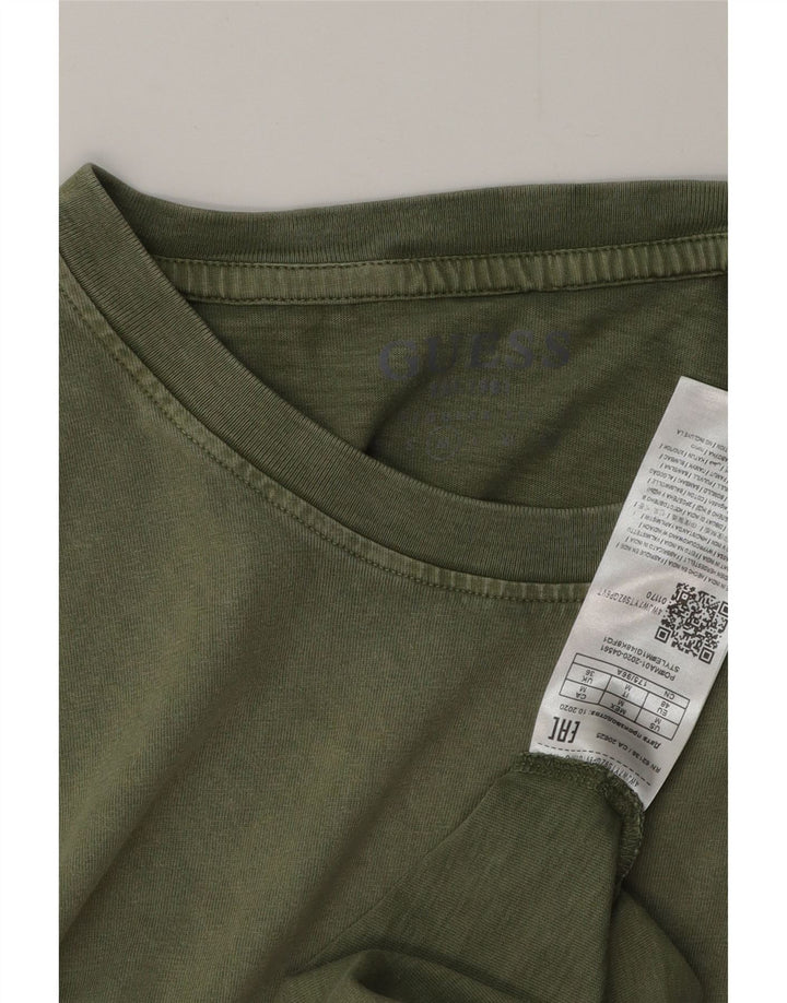 T-shirt da uomo GUESS Top UK 36 piccola in cotone verde