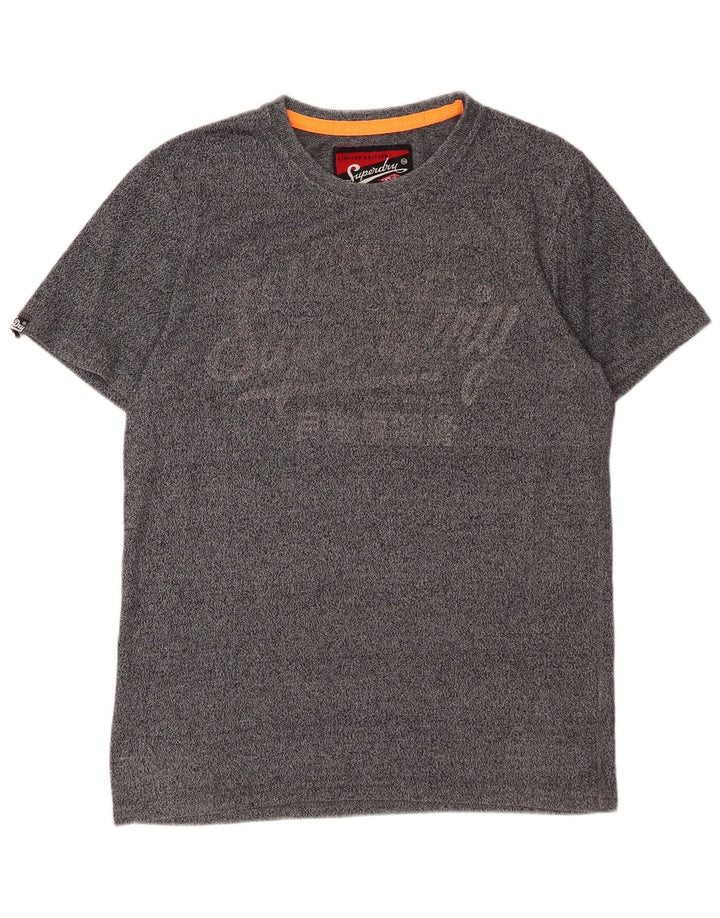 T-shirt grafica da uomo SUPERDRY Top in cotone screziato grigio medio