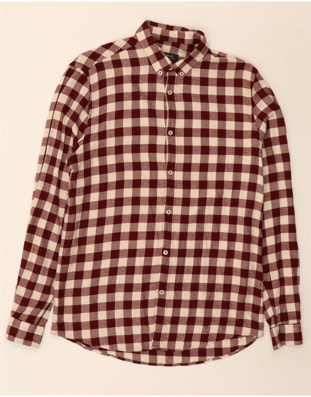 Camicia Zara da uomo in flanella dalla vestibilità rilassata a quadri bordeaux medio