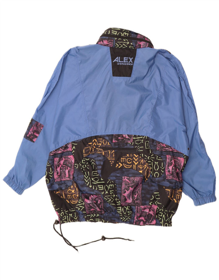 ALEX ATHLETICS Giacca anorak da uomo UK 40 Large Blu geometrico in poliammide