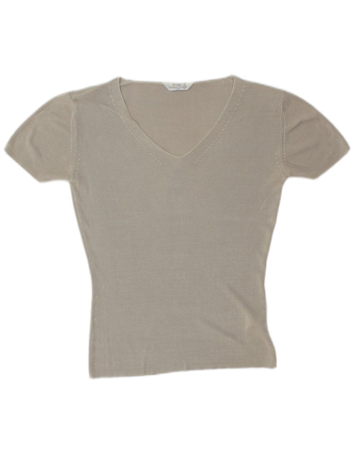 Maglietta oversize da donna Marks & Spencer UK 10 piccola seta grigia