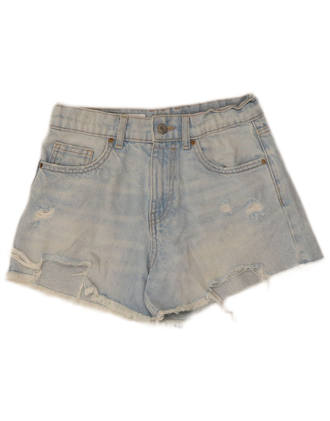 Pantaloncini in denim effetto invecchiato ZARA per ragazze 13-14 anni W28 cotone blu