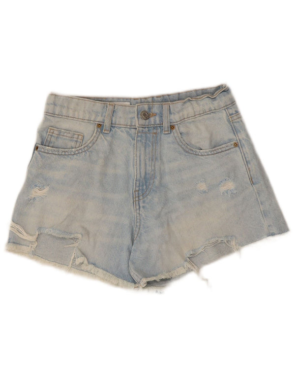 Pantaloncini in denim effetto invecchiato ZARA per ragazze 13-14 anni W28 cotone blu