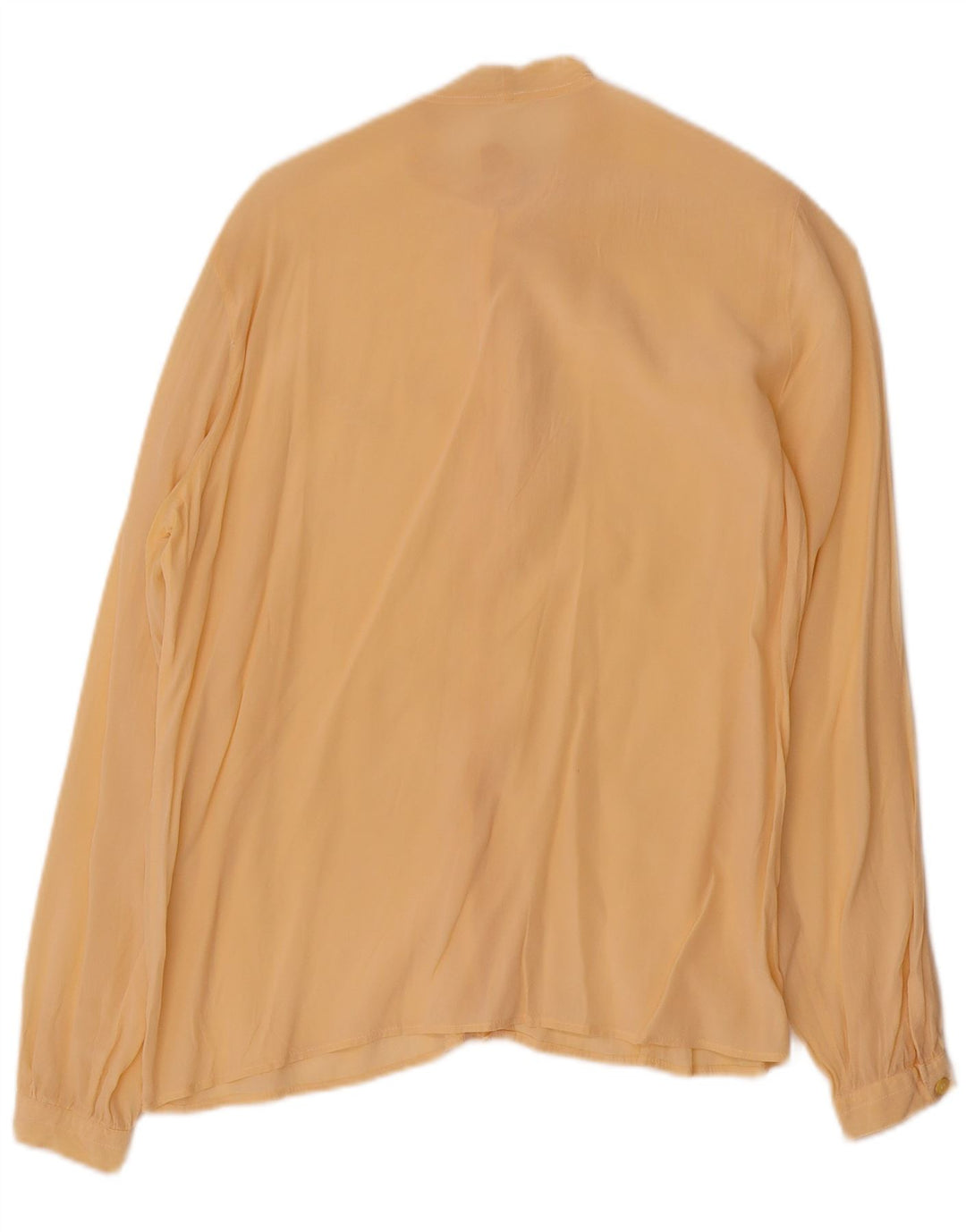 Camicetta da donna vintage con cravatta sul davanti IT 46 grande seta gialla