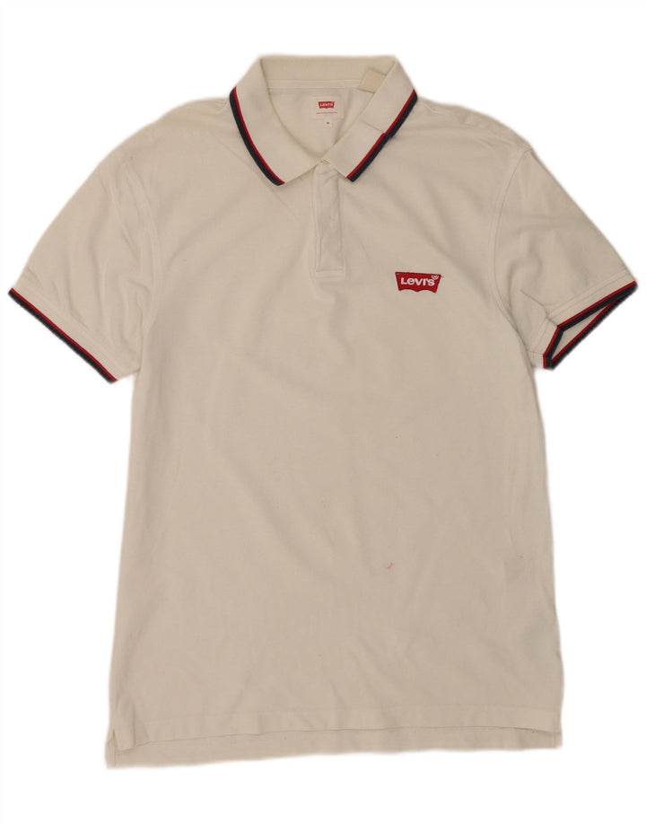 Polo Levi's da uomo in cotone a righe bianche medie