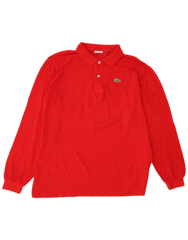 Polo da uomo a maniche lunghe Lacoste taglia 6 XL in cotone rosso