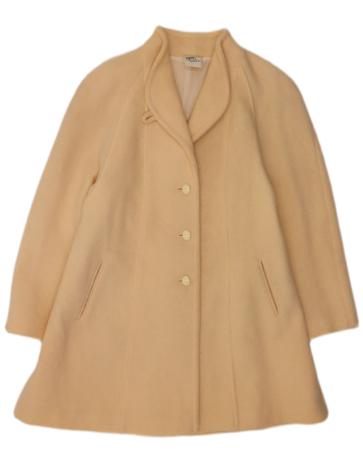 Soprabito vintage da donna UK 14 grande lana vergine beige