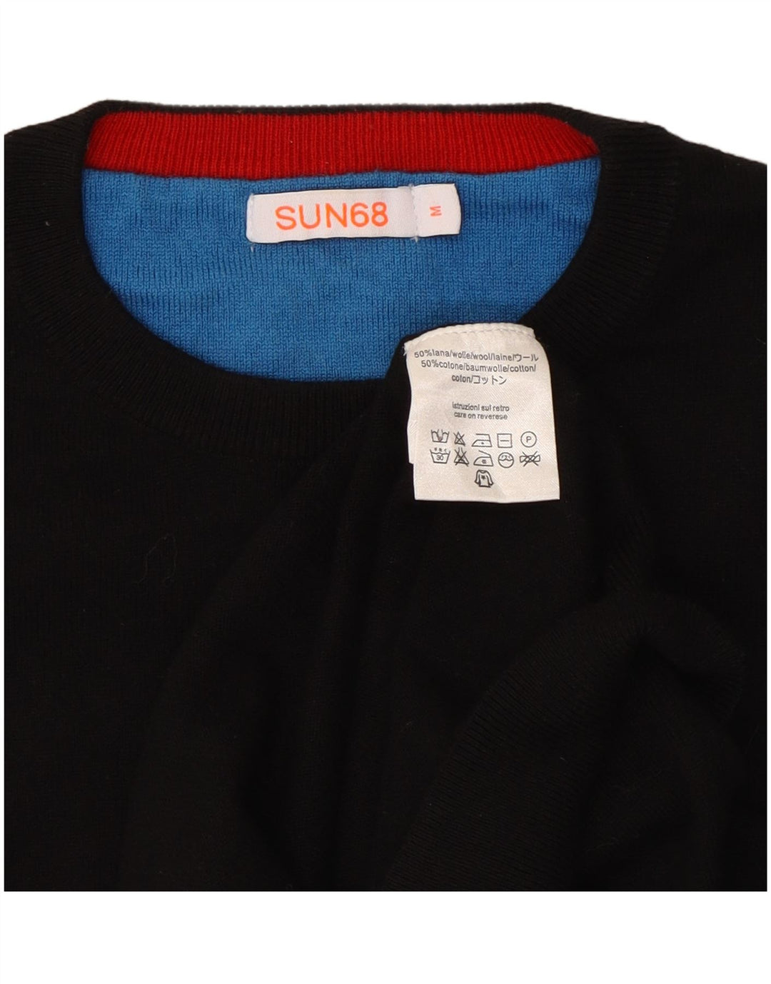 Maglione maglione girocollo da uomo Sun68 in lana nera media