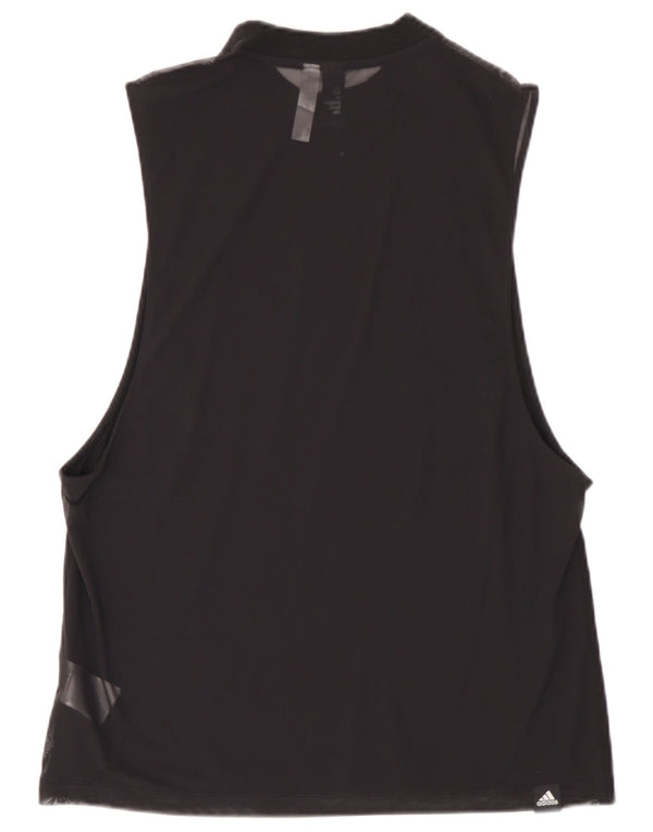 Canotta grafica da donna Adidas UK 12/14 cotone nero medio
