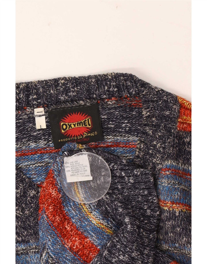 Maglione da uomo con scollo a V Oxymel, lana a righe grandi multicolori