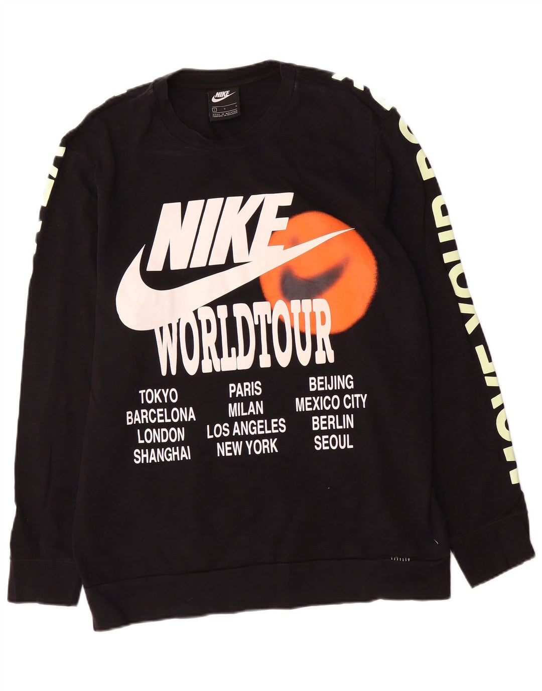 Felpa Nike da uomo con vestibilità grafica regolare, maglione grande, cotone nero