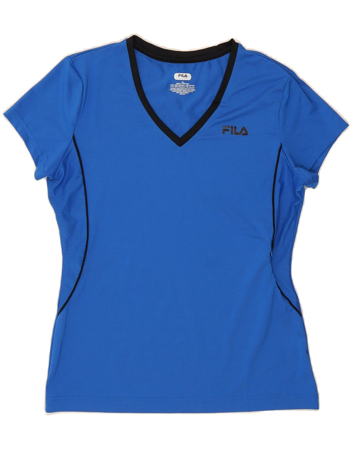FILA Womens T-Shirt Top UK 12 Medium Blue Polyester Vintage Fila and Second-Hand Fila from Messina Hembry 