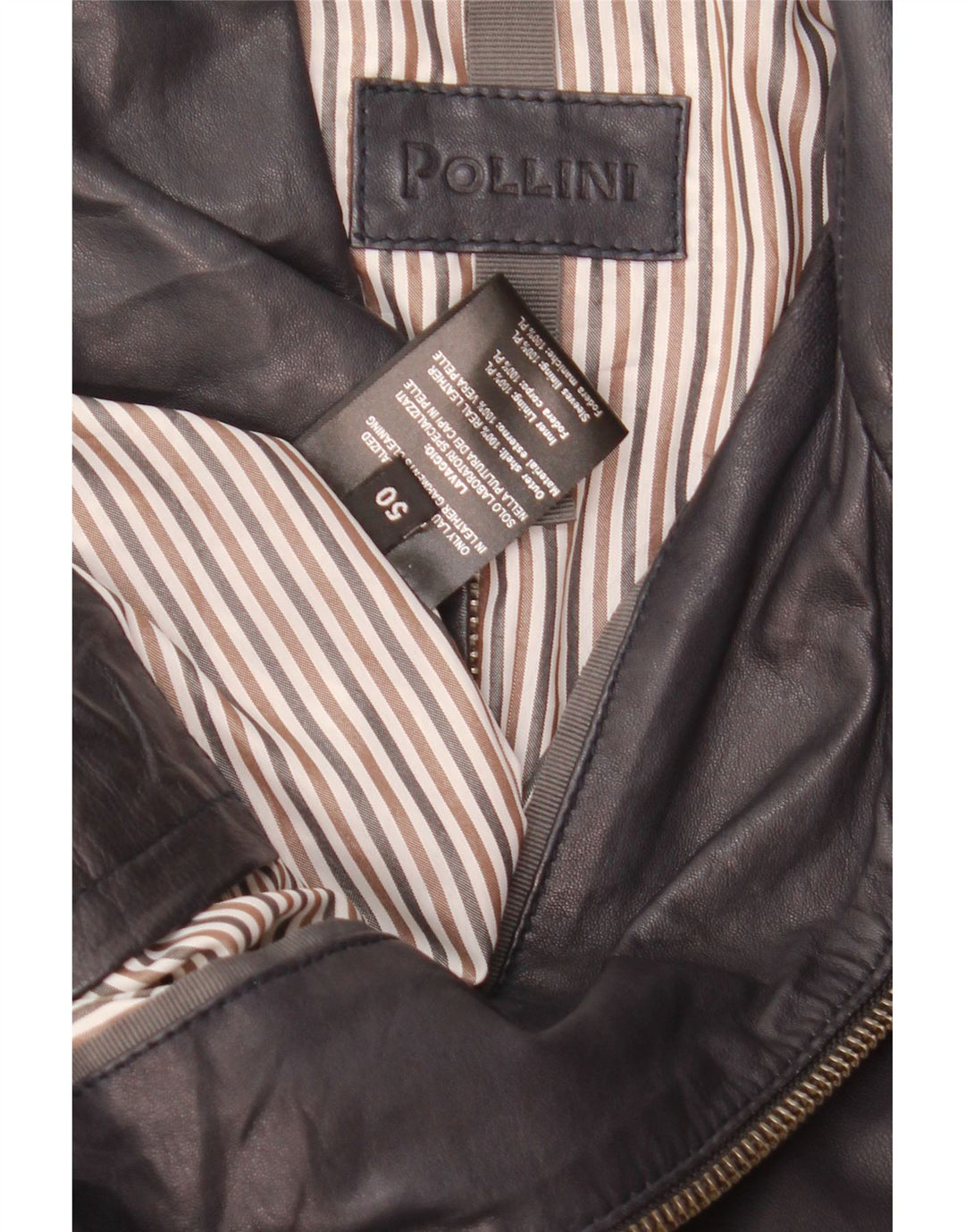 Pollini Giubbotto Bomber in Pelle da Uomo IT 50 Large in Pelle Blu Navy