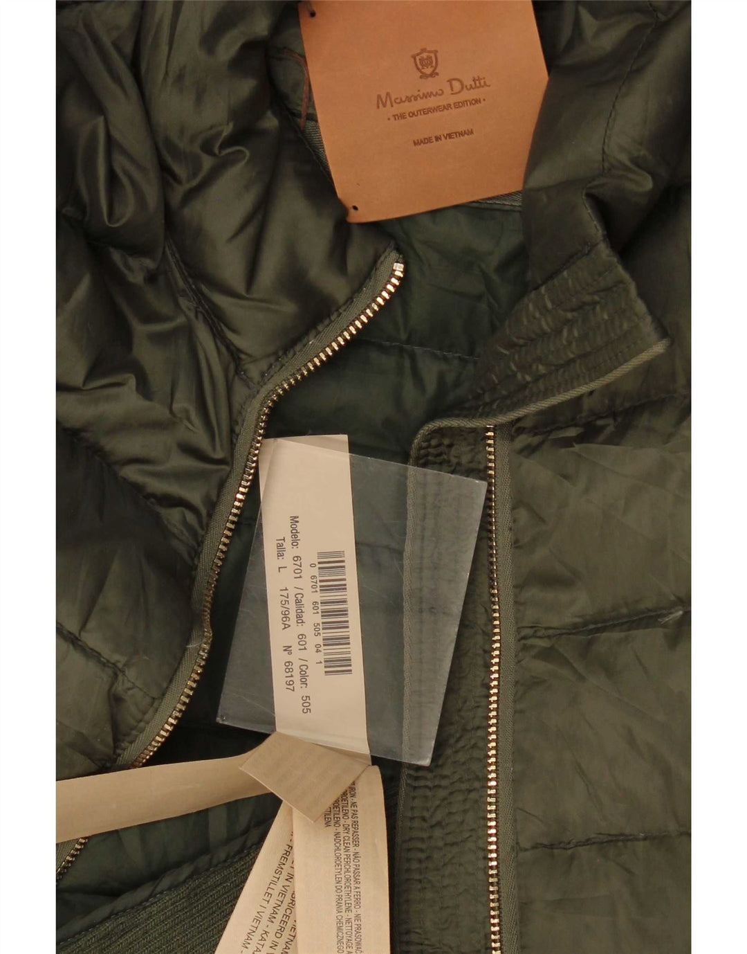 Giacca imbottita da donna Massimo Dutti UK 14 Large Poliestere kaki