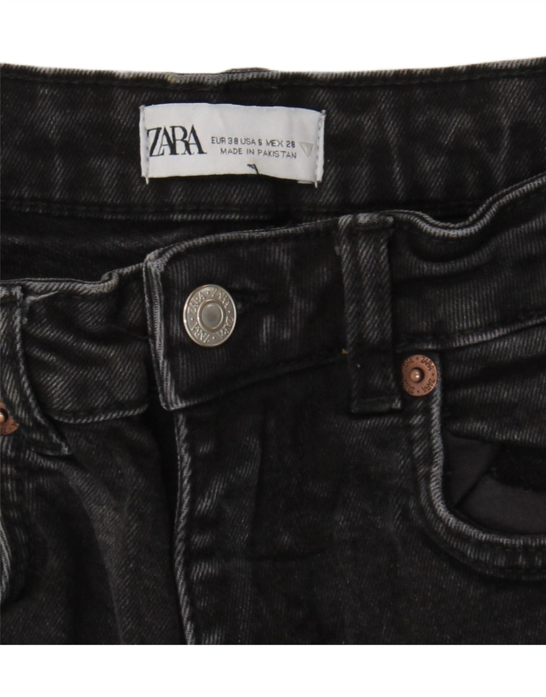 Jeans corti da donna Zara EU 38 piccoli W28 L24 neri